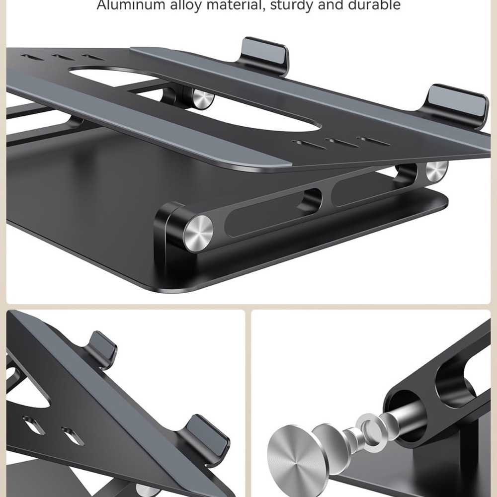 Foldable Aluminum Laptop Stand 10-17.3" Laptops, Height Adjustable Portable NEW - Picture 7 of 7